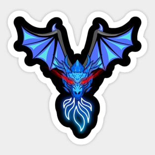 Fantasy Dragon in watercolor - electric flames Sticker